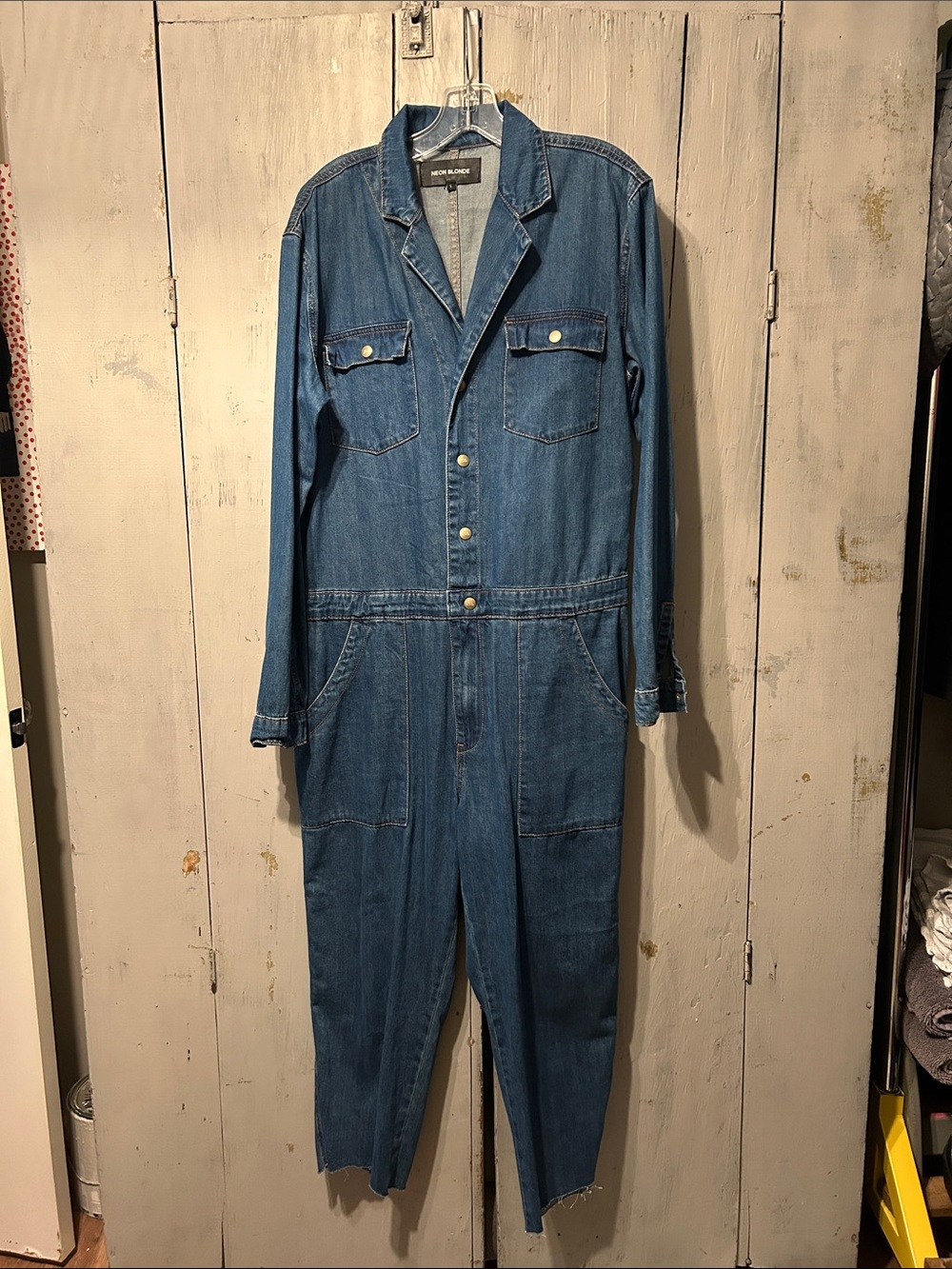 Neon Blonde denim jumpsuit Women's large